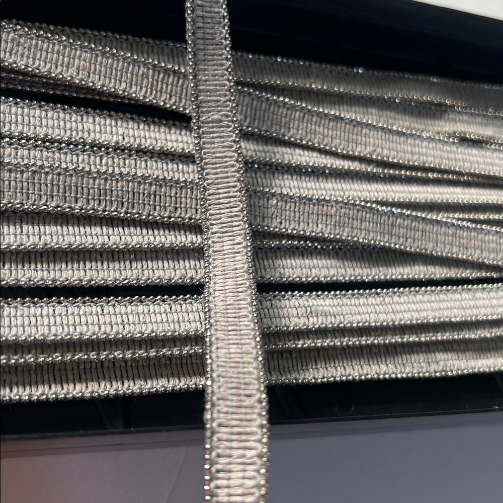 Classical Elements Deco border trim in Silver sky.  1/4” wide & 10+ yards.